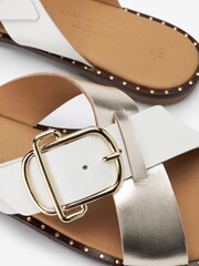 White/Silver Forever Comfort® Cross Strap Buckle Mules - Image 6 of 6