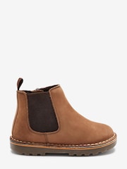 Taupe Brown Standard Fit (F) Warm Lined Leather Chelsea Boots - Image 2 of 5