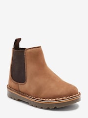 Taupe Brown Standard Fit (F) Warm Lined Leather Chelsea Boots - Image 3 of 5