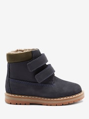 Blue Wide Fit (G) Leather Thermal Thinsulate™ Lined Touch Fastening Work Boots - Image 1 of 5