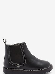 Black Standard Fit (F) Warm Lined Leather Chelsea Boots - Image 1 of 4