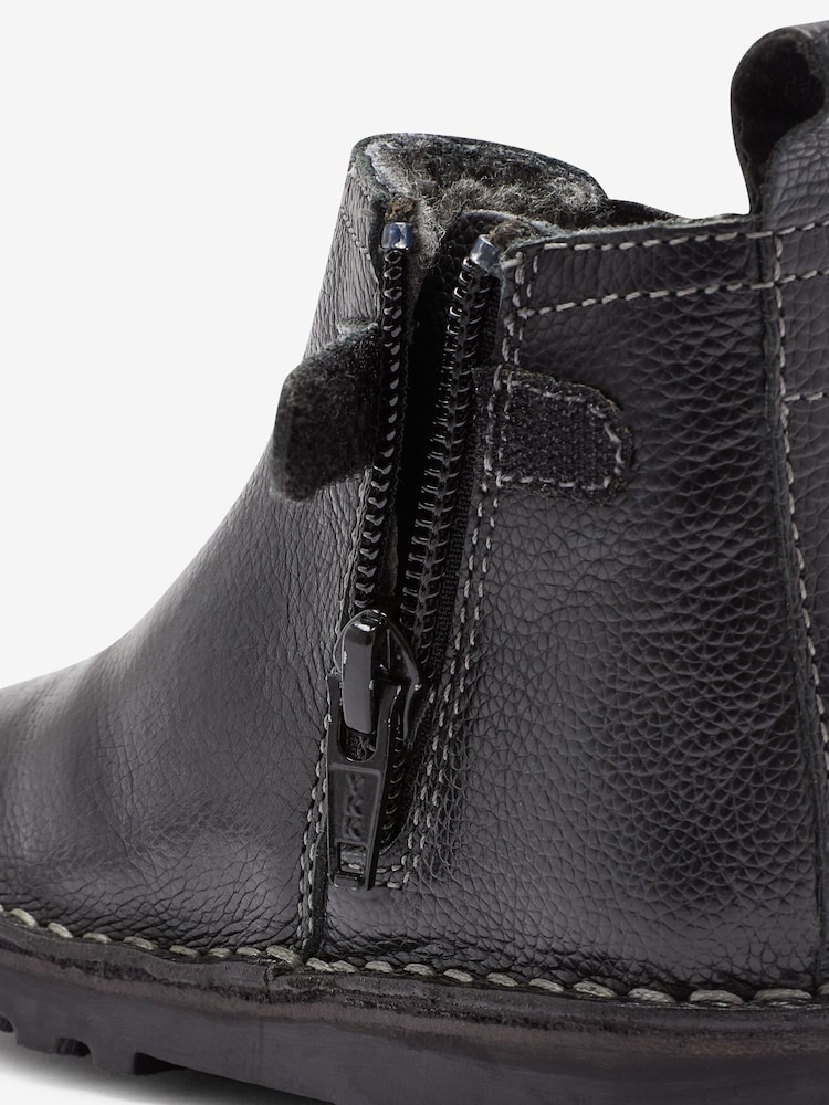Black Standard Fit (F) Warm Lined Leather Chelsea Boots - Image 4 of 4