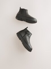 Black Standard Fit (F) Warm Lined Leather Chelsea Boots - Image 6 of 6
