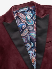 Burgunderrot - Slim Fit - Samt-Blazer - Bild 10 von 11