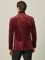 Burgunderrot - Slim Fit - Samt-Blazer - Bild 3 von 11