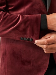 Burgunderrot - Slim Fit - Samt-Blazer - Bild 5 von 11