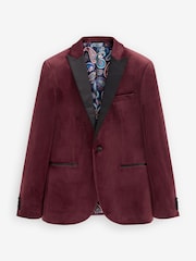 Burgunderrot - Slim Fit - Samt-Blazer - Bild 7 von 11