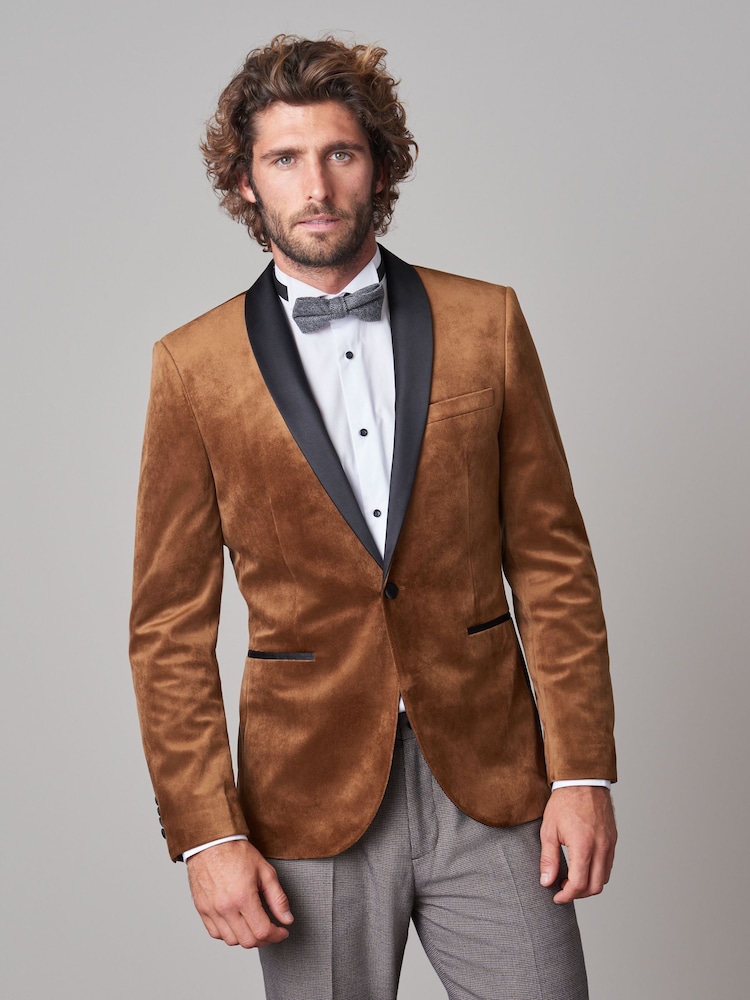 Bronze Slim Velvet Blazer - Image 2 of 12
