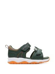 Clarks Khaki Green Clowder Print Wide Fit G Fit Sandals - Image 1 of 7