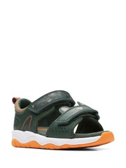 Clarks Khaki Green Clowder Print Wide Fit G Fit Sandals - Image 3 of 7