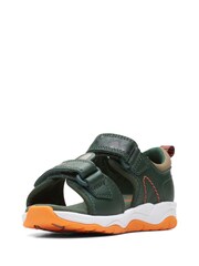 Clarks Khaki Green Clowder Print Wide Fit G Fit Sandals - Image 4 of 7