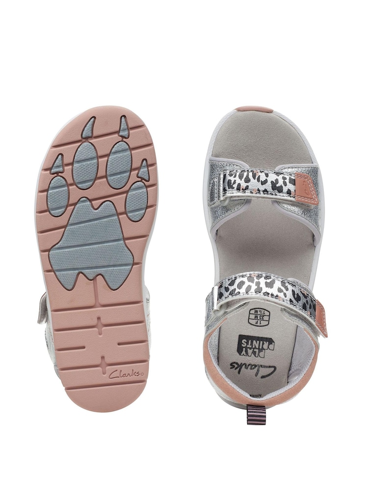 Clarks Silver Clowder Print O F Fit Sandals - Image 7 of 7