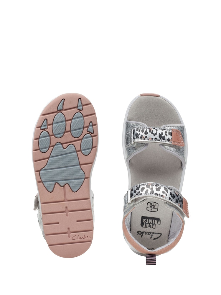 Clarks Silver Clowder Print O F Fit Sandals - Image 7 of 7 Clarks Silver Clowder Print O F Fit Sandals - Image 7 of 7