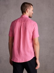 Pink Signature 100% Linen Short Sleeve Oxford Shirt - Image 3 of 9