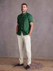 Green Standard Collar Signature 100% Linen Short Sleeve Shirt - Image 2 of 8