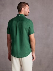 Green Standard Collar Signature 100% Linen Short Sleeve Shirt - Image 3 of 8