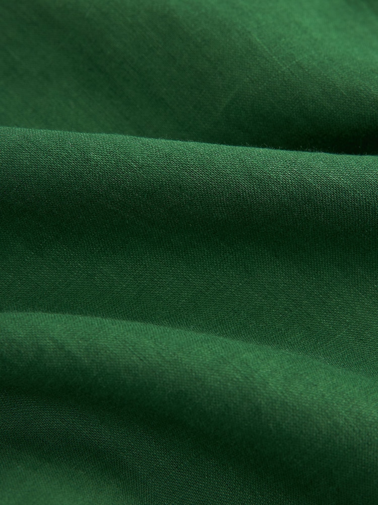 Green Standard Collar Signature 100% Linen Short Sleeve Shirt - Image 8 of 8
