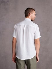 White Signature 100% Linen Short Sleeve Oxford Shirt - Image 3 of 9