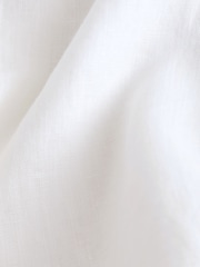 White Grandad Collar Signature 100% Linen Short Sleeve Shirt - Image 8 of 8