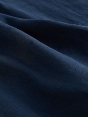 Navy Blue Grandad Collar Signature 100% Linen Short Sleeve Shirt - Image 7 of 7