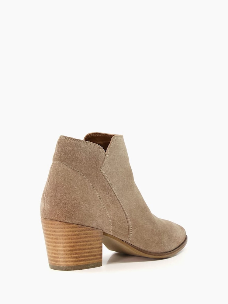 Dune London Natural Wide Fit Parlor Cropped Western Ankle Boots - Image 3 of 4