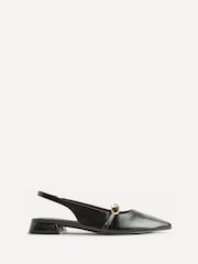 Linzi Black Revive Wide Fit Pointed Toe Ballet Flats With Buckle Detail - Image 2 of 5