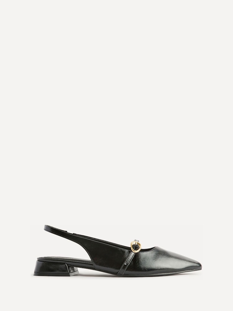 Linzi Black Revive Wide Fit Pointed Toe Ballet Flats With Buckle Detail - Image 2 of 5 Linzi Black Revive Wide Fit Pointed Toe Ballet Flats With Buckle Detail - Image 2 of 5