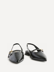 Linzi Black Revive Wide Fit Pointed Toe Ballet Flats With Buckle Detail - Image 3 of 5