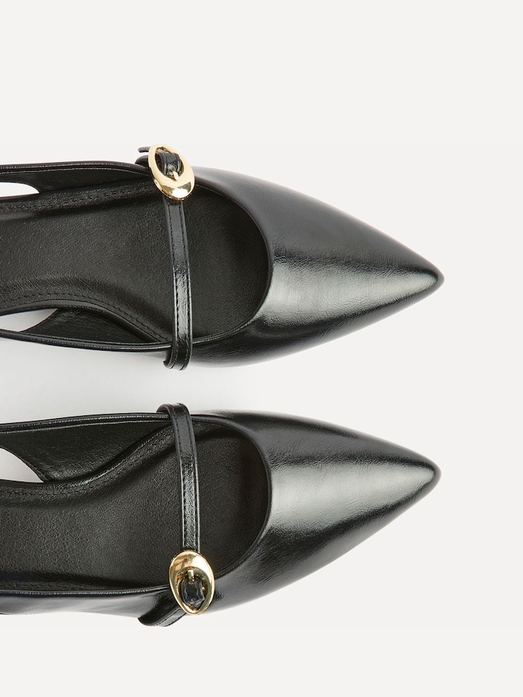Linzi Black Revive Wide Fit Pointed Toe Ballet Flats With Buckle Detail - Image 5 of 5 Linzi Black Revive Wide Fit Pointed Toe Ballet Flats With Buckle Detail - Image 5 of 5