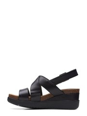Clarks Black Leather Lizby Cross Wide Fit Sandals - Image 2 of 7