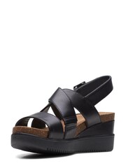 Clarks Black Leather Lizby Cross Wide Fit Sandals - Image 4 of 7