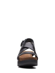Clarks Black Leather Lizby Cross Wide Fit Sandals - Image 5 of 7