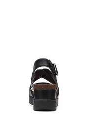 Clarks Black Leather Lizby Cross Wide Fit Sandals - Image 6 of 7