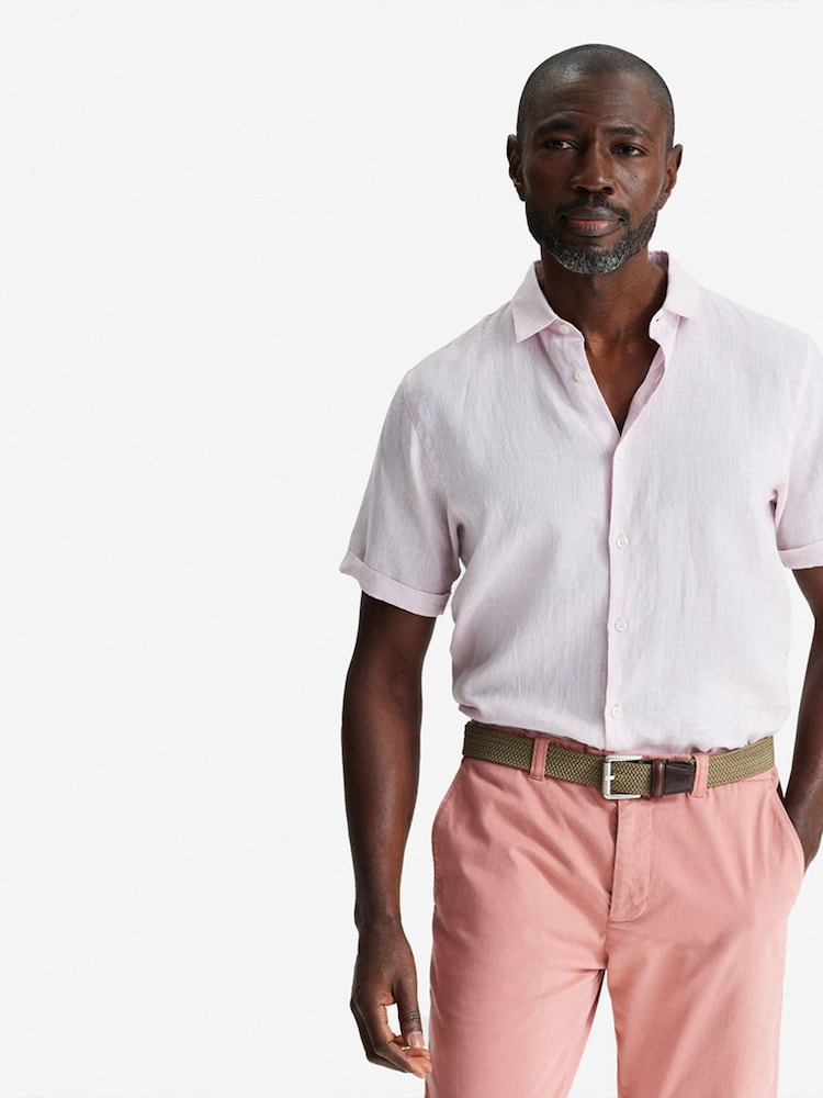 Oliver Sweeney Pink Eakring 100% Linen Short Sleeved Shirt - Image 1 of 5 Oliver Sweeney Pink Eakring 100% Linen Short Sleeved Shirt - Image 1 of 5