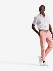 Oliver Sweeney Pink Eakring 100% Linen Short Sleeved Shirt - Image 4 of 5