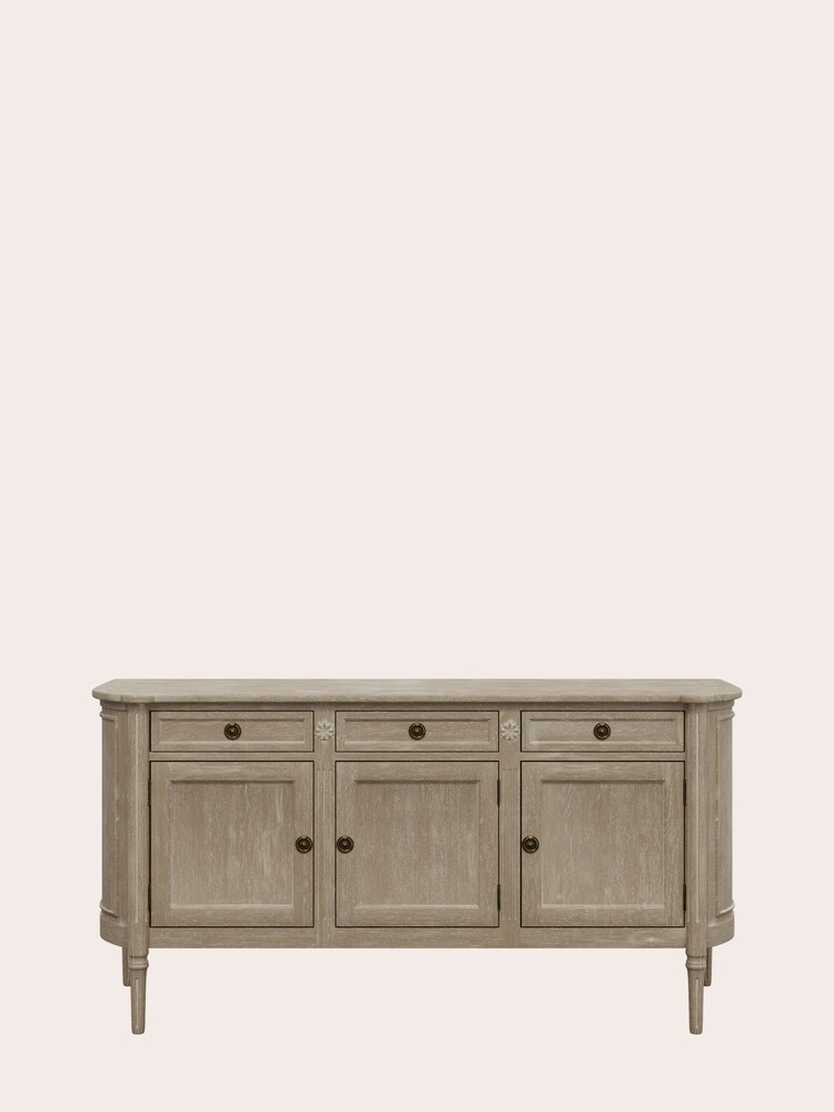 Laura Ashley Washed Dove Grey Alouette 3 Door 3 Drawer Sideboard - Image 2 of 4