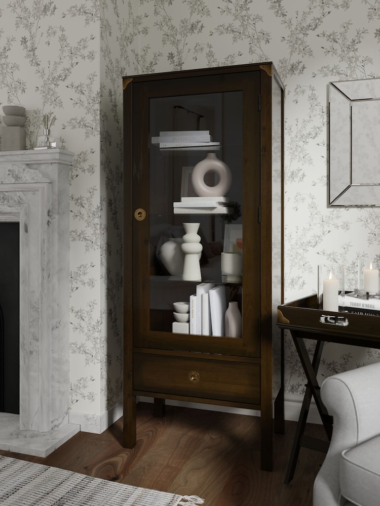 Laura Ashley Dark Chestnut Balmoral One Door One Drawer Display Unit - Image 1 of 4