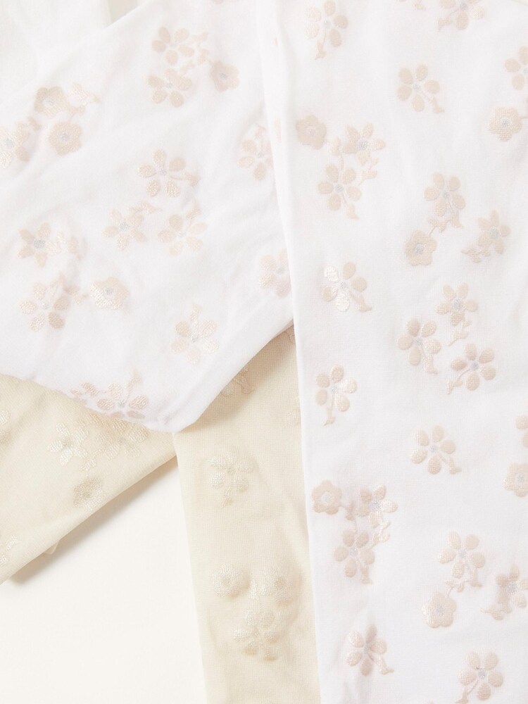 Monsoon Cream Perlato Print Tights 2 Pack - Image 2 of 2 Monsoon Cream Perlato Print Tights 2 Pack - Image 2 of 2