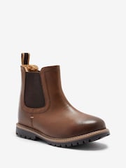 Chocolate Brown Standard Fit (F) Thinsulate™ Warm Lined Leather Chelsea Boots - Image 3 of 5