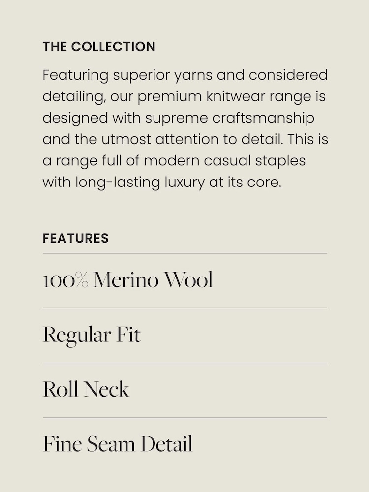 Navy Blue Premium 100% Merino Wool Roll Neck Jumper - Image 3 of 7