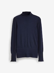 Navy Blue Premium 100% Merino Wool Roll Neck Jumper - Image 6 of 7