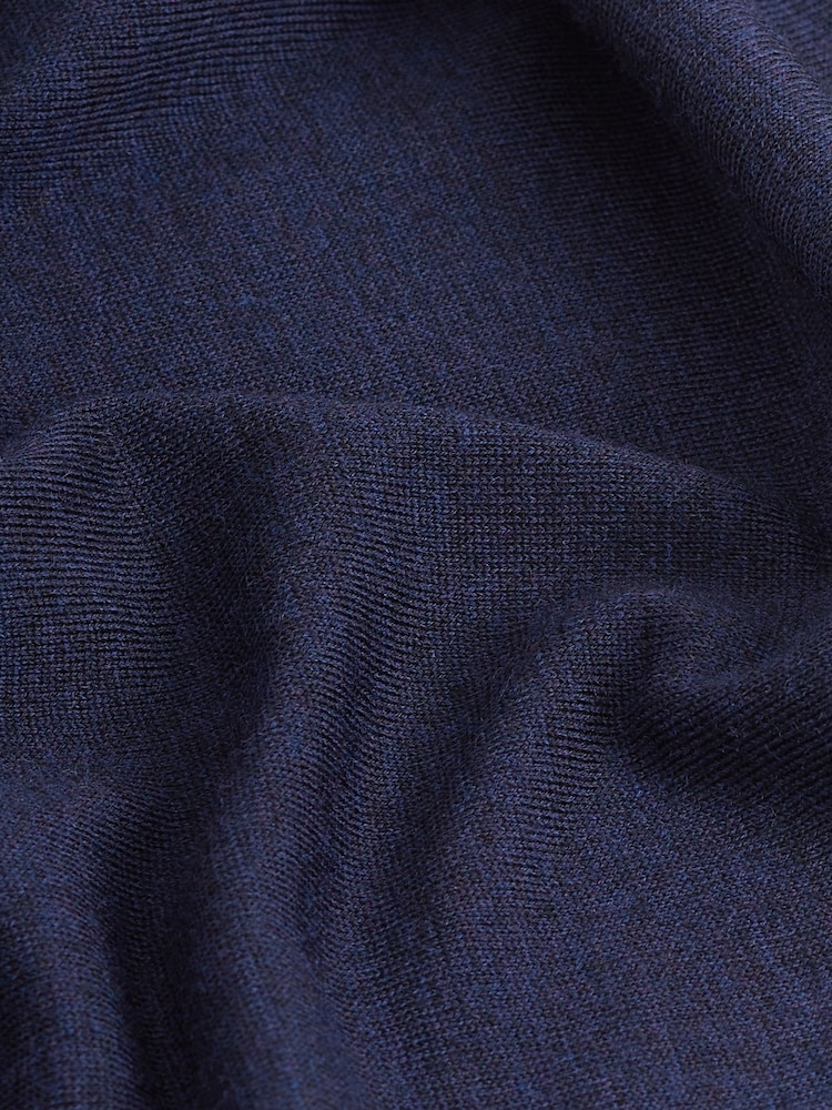 Navy Blue Premium 100% Merino Wool Roll Neck Jumper - Image 7 of 7