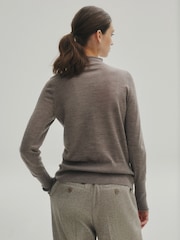 Mole Brown Premium 100% Merino Wool Roll Neck Jumper - Image 2 of 6