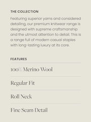 Mole Brown Premium 100% Merino Wool Roll Neck Jumper - Image 3 of 6