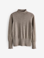 Mole Brown Premium 100% Merino Wool Roll Neck Jumper - Image 5 of 6
