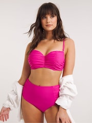 Figleaves Pink Fiji Ruched Detail Bikini Top - Image 1 of 4