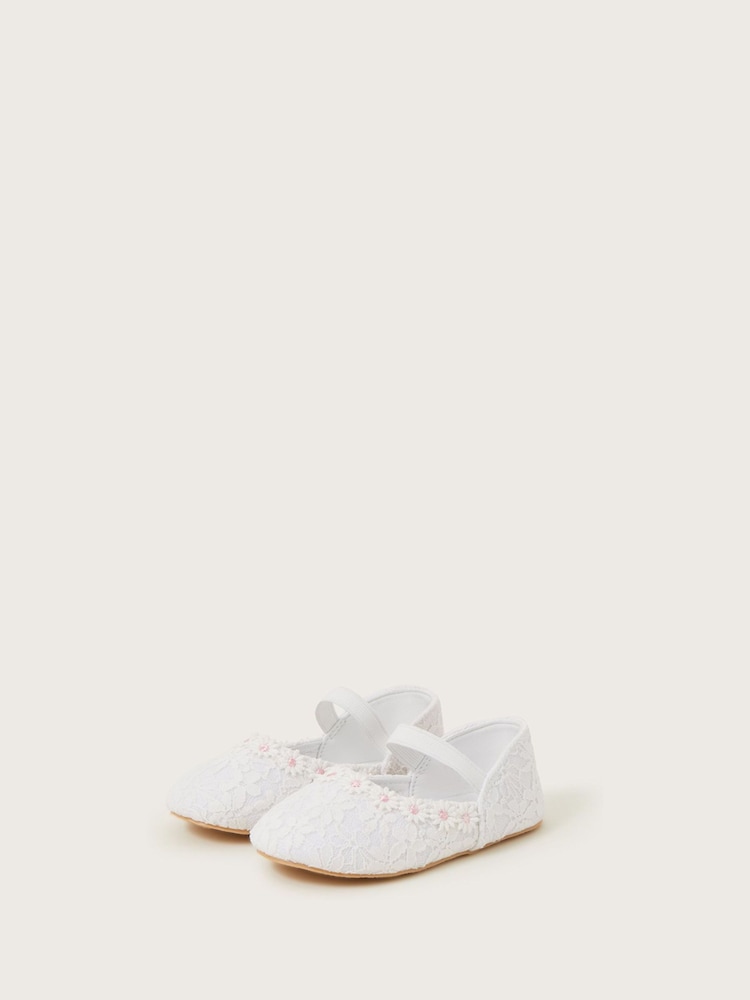 Monsoon Natural Baby Daisy Lace Walker Shoes - Image 1 of 3