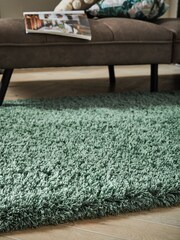 Green Comfy Twist Shaggy Rug - Image 3 of 6