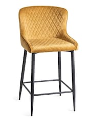 Bentley Designs Set of 2 Mustard Yellow Cezanne Velvet Fabric Bar Stools - Image 2 of 4
