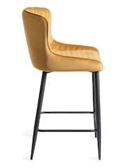 Bentley Designs Set of 2 Mustard Yellow Cezanne Velvet Fabric Bar Stools - Image 3 of 4